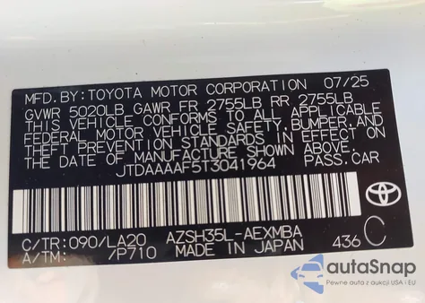 2026 Toyota Crown Xle из США, поврежденный, VIN JTDAAAAF5T3041964